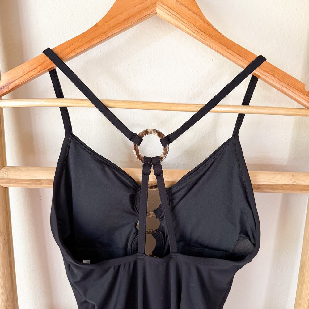 Seafolly Black Ring Detail Cutout One Piece Swimsuit Maillot Size 4 US - Picture 5 of 6
